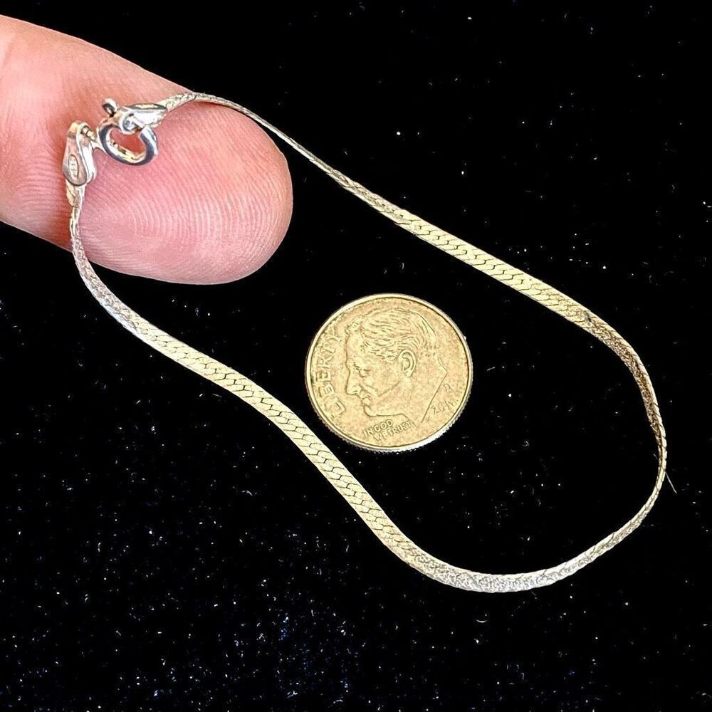 ARR Dainty Sterling 925 Silver 7” Herringbone Bracelet